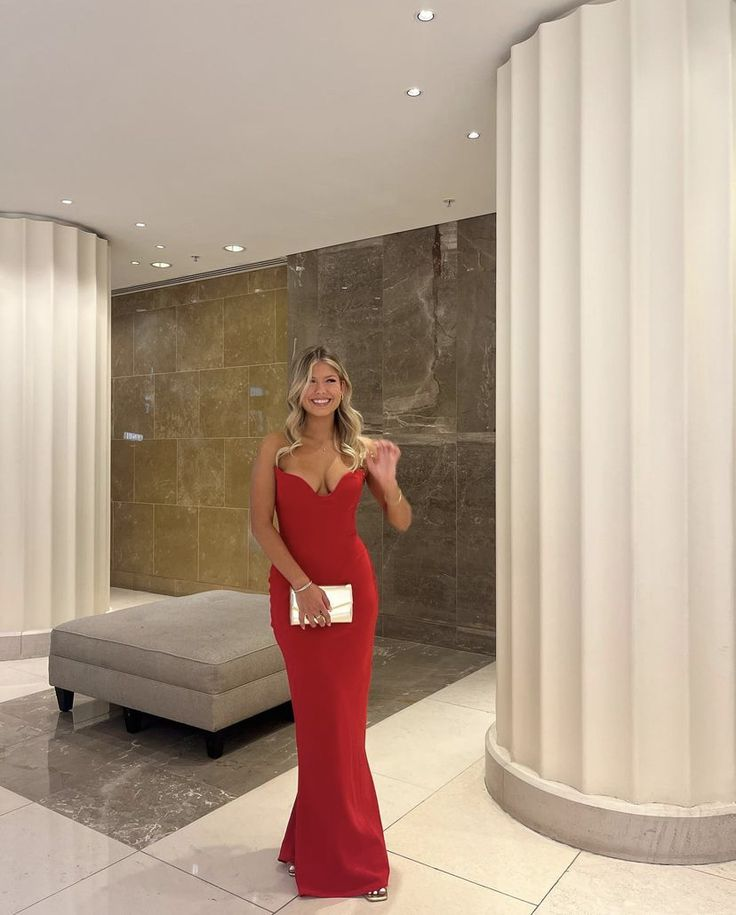 Red Strapless Sweetheart Neck Long Prom Dress Evening Dress SH1077