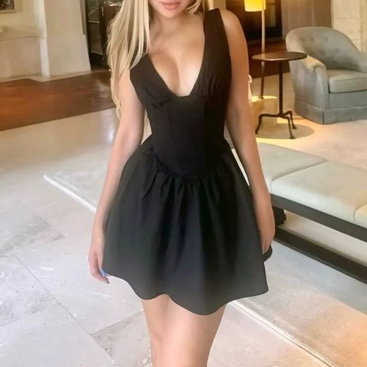 Sexy Black V Neck A Line Homecoming Dress Mini Cocktail Dress S509