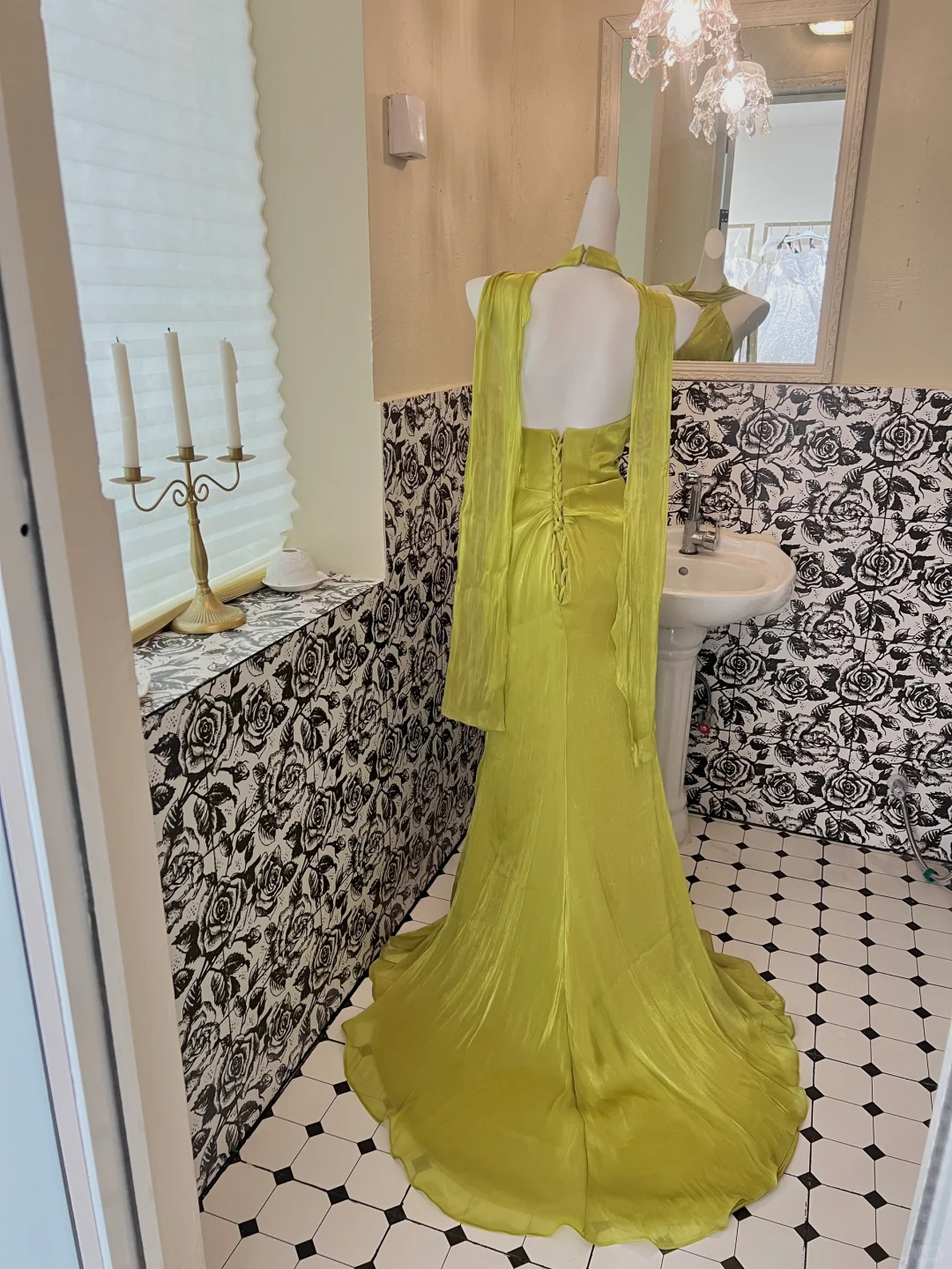 Flowy Green Mermaid V Neck Chiffon Long Party Dress Prom Dress Formal Dress SH3851