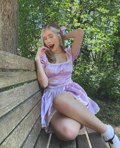 Cute Purple A Line Puff Lace Satin Short Homecoming Dress Cocktail Dress SH3683