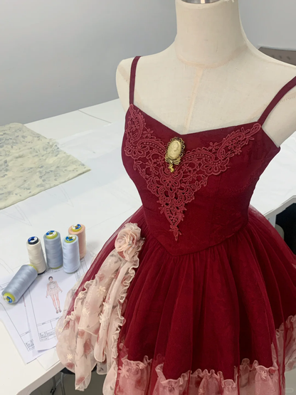 Pretty Red Spaghetti Straps Satin Tulle Short Birthday Outfits 6th Grade Homecoming Dress S901