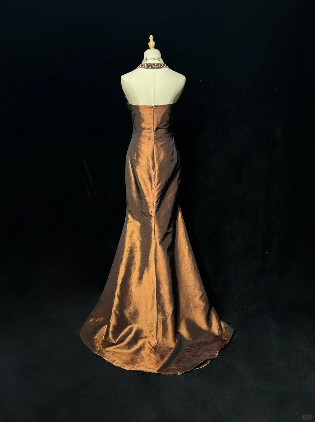 Brown Maillard Vintage Fashion Elegant Exquisite Beaded Strap Long Satin Floor Length Train Ball Gown Evening Dress Prom Dress gh3874