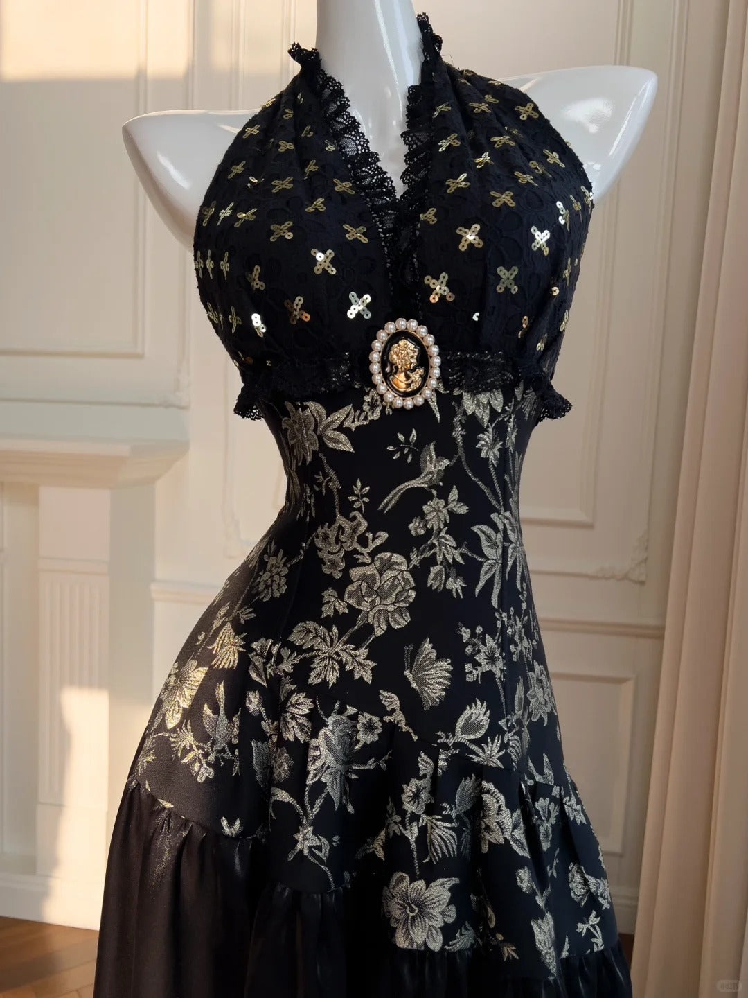 Black/White Vintage Long Satin Prom Dress Birthday Party Dress Evening Dress gh4410