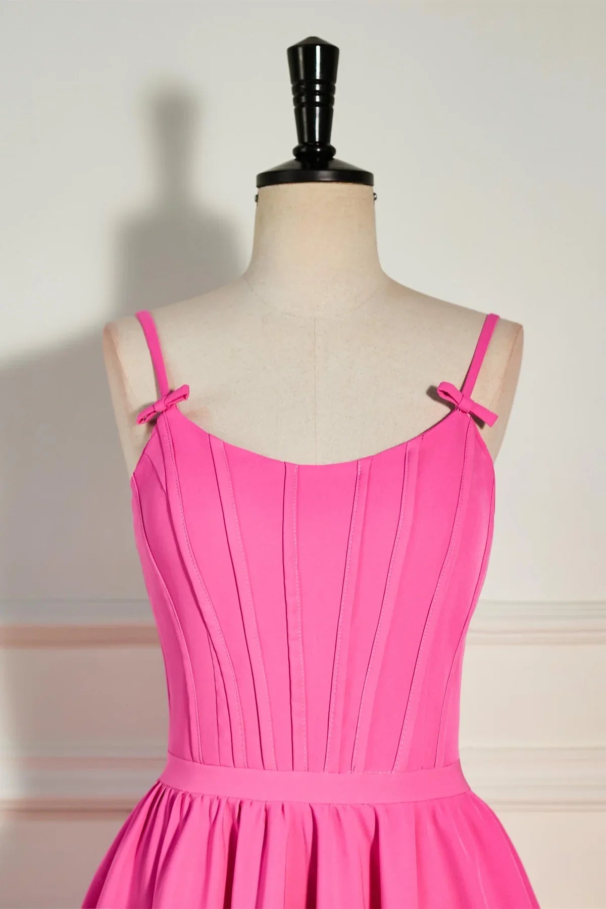 PM534,Pink A-line Ruffled Lace-Up Homecoming Dress