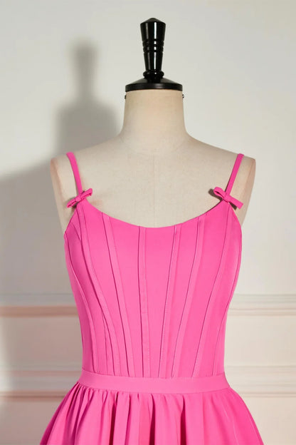 PM534,Pink A-line Ruffled Lace-Up Homecoming Dress