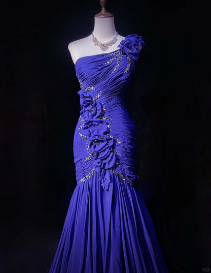 Purple Gorgeous Shiny Elegant Fashion Exquisite Beaded Floral Long Tulle Floor Length Mermaid Ball Gown Evening Gown Prom Dress Party Dress gh3857