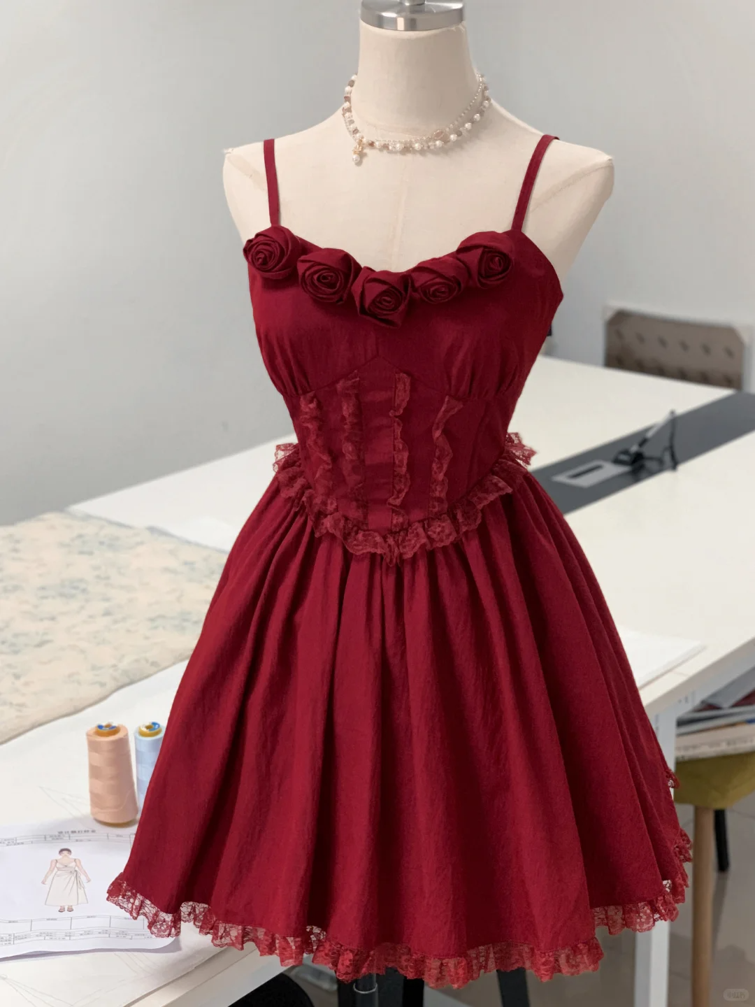 Vintage Spaghetti Straps Red V Neck A Line Short Birthday Dress Formal Graduation Homecoming Dress S964