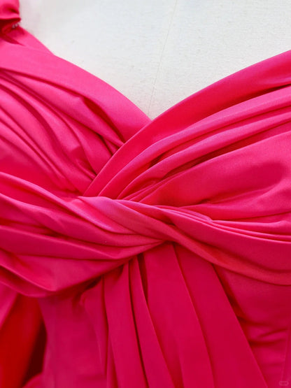 preppydressess -Pink elegant long satin prom dress evening dress party dress gh5122