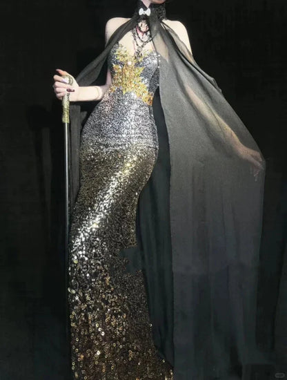 Blue gorgeous exquisite beaded long satin ball gown evening dress party dress gh4503