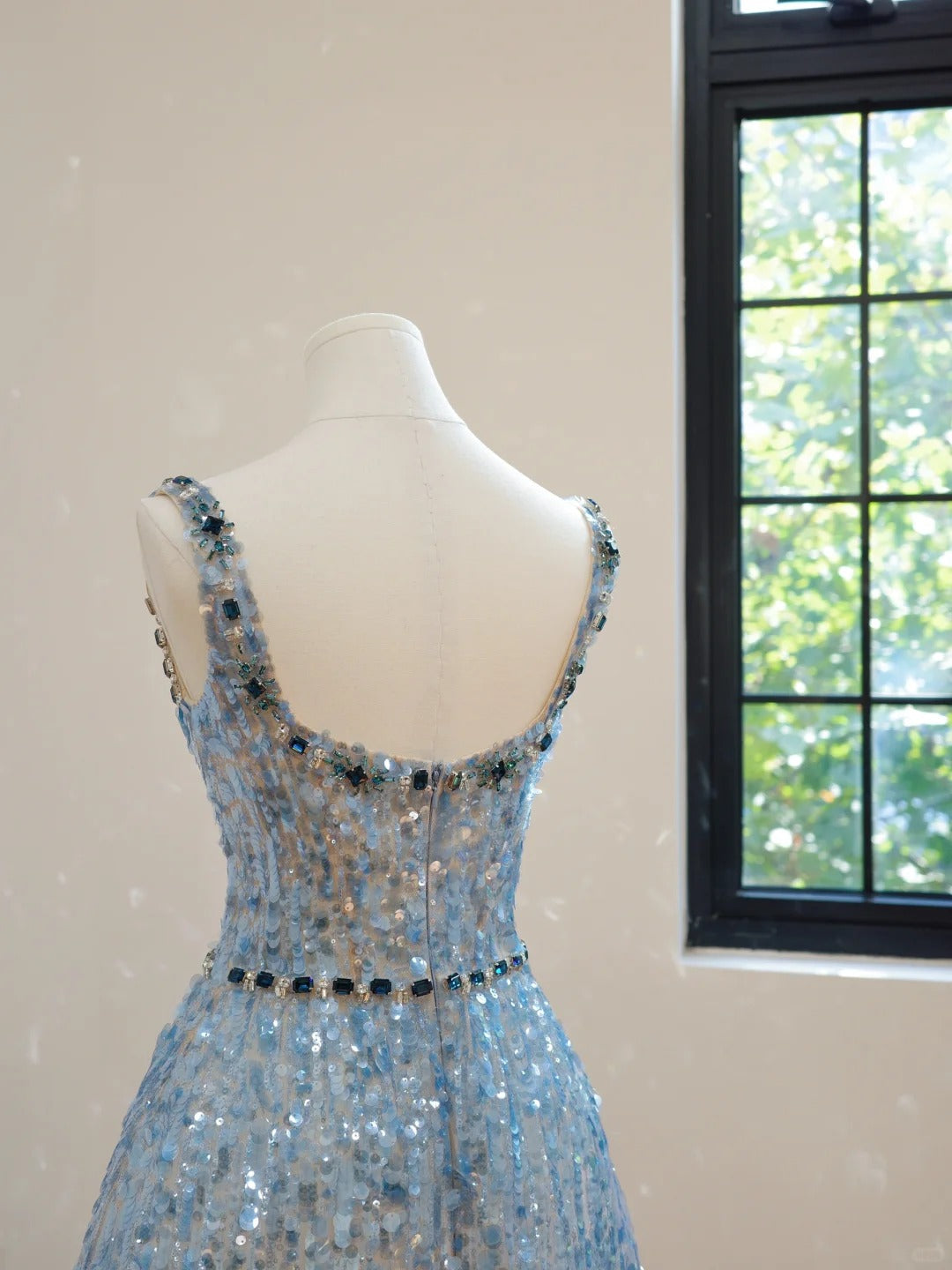Light blue gorgeous exquisite beaded shiny niche short homecoming dress birthday cocktail party dress gh4307