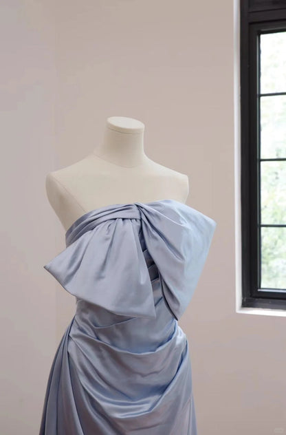 Blue fashion long satin Prom dress evening dress gh5070