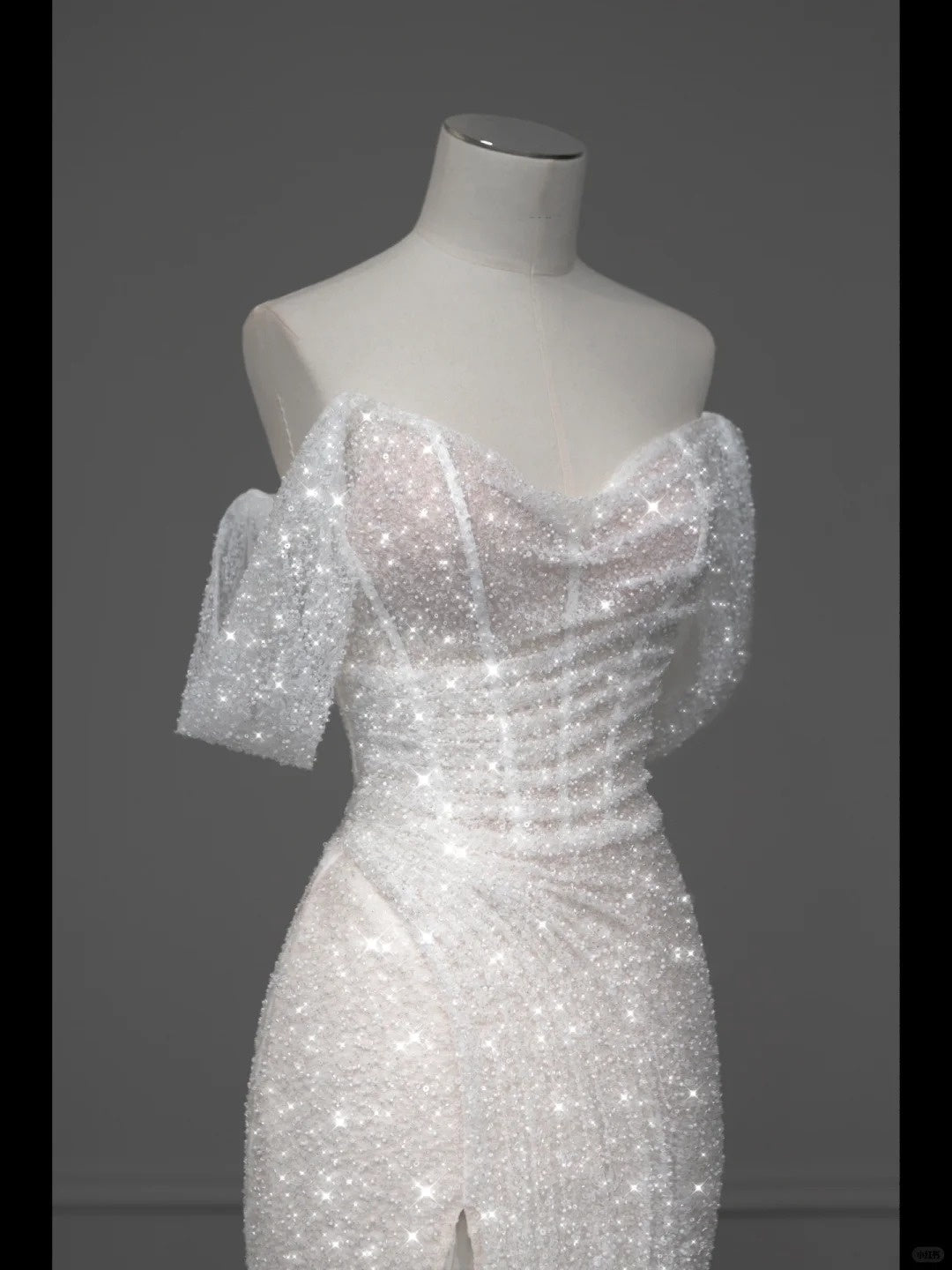 White Sparkling Elegant Mermaid Long Tulle Slimming Prom dress Evening Dress Party Dress gh4991