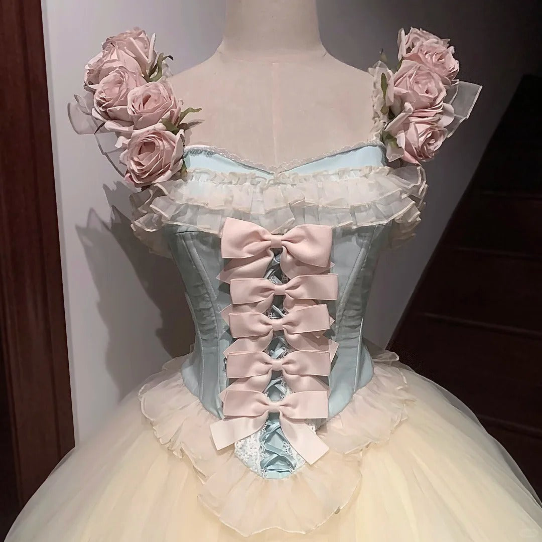 Pink White Calla Floral Cute Lace Short Homecoming Dress Tulle Lolita Prom Dress gh4383