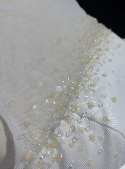 White pure simple beautiful sparkling fashion elegant exquisite rhinestone short mini backless floor length tulle homecoming prom dress evening dress party dress prom dress gh3865