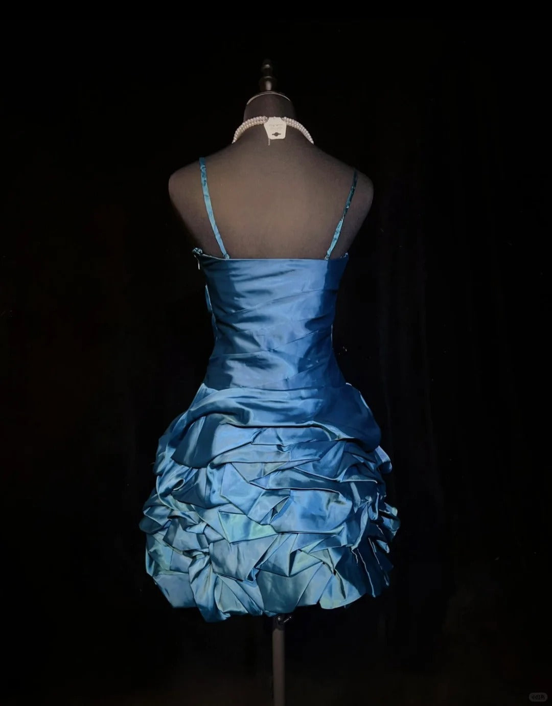 Blue Beaded Short satin Homecoming Dress Prom Dress Evening Dress gh4538