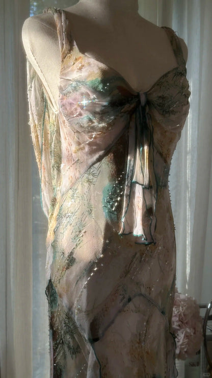 Fairy Beading Elegant Long Tiered Chiffon Ball Gown Evening Gown Party Dress gh4752