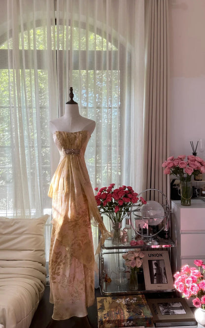 Light Color Elegant Fashion Long Chiffon Ball Gown Evening Dress Birthday/Holiday Party Dress Prom Dress gh4065