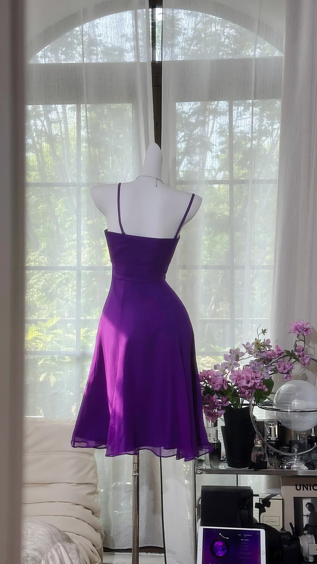 Purple Simple Fashion Short Chiffon Homecoming Dress Birthday Party Dress gh4989