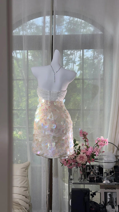 Pink Sequin Short Sparkling Homecoming Dress Party Dress Date Dress gh4879
