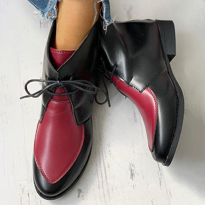 Women's leather boots with front lace-up Martin boots