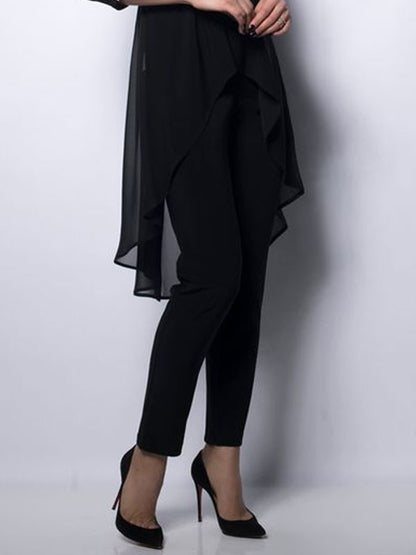 Tulle solid color simple chiffon temperament ladies set