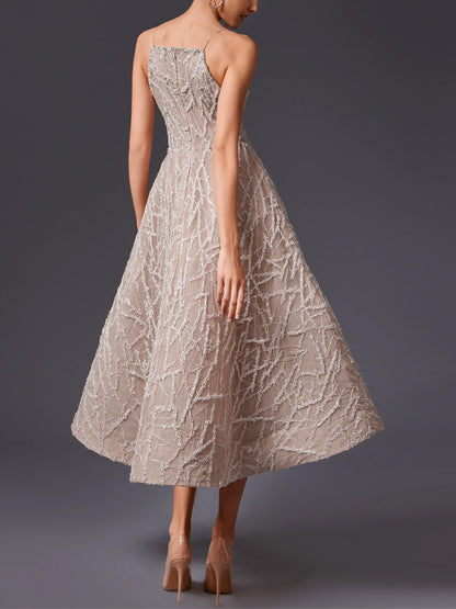 Sleeveless Lace Solid Color Midi Dress