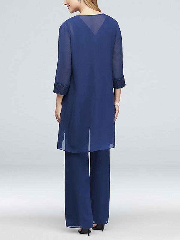 Chiffon And Lace Elegant Ladies Three-piece Suits