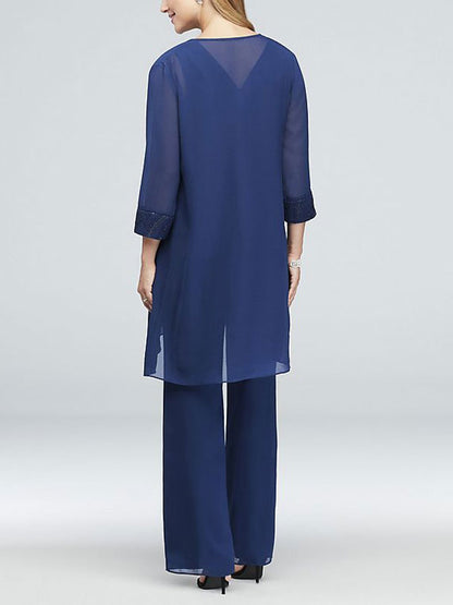 Chiffon And Lace Elegant Ladies Three-piece Suits