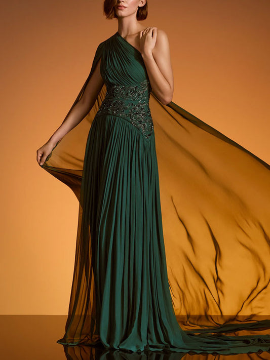 Elegant Flowing Mesh Shawl Women's Gown