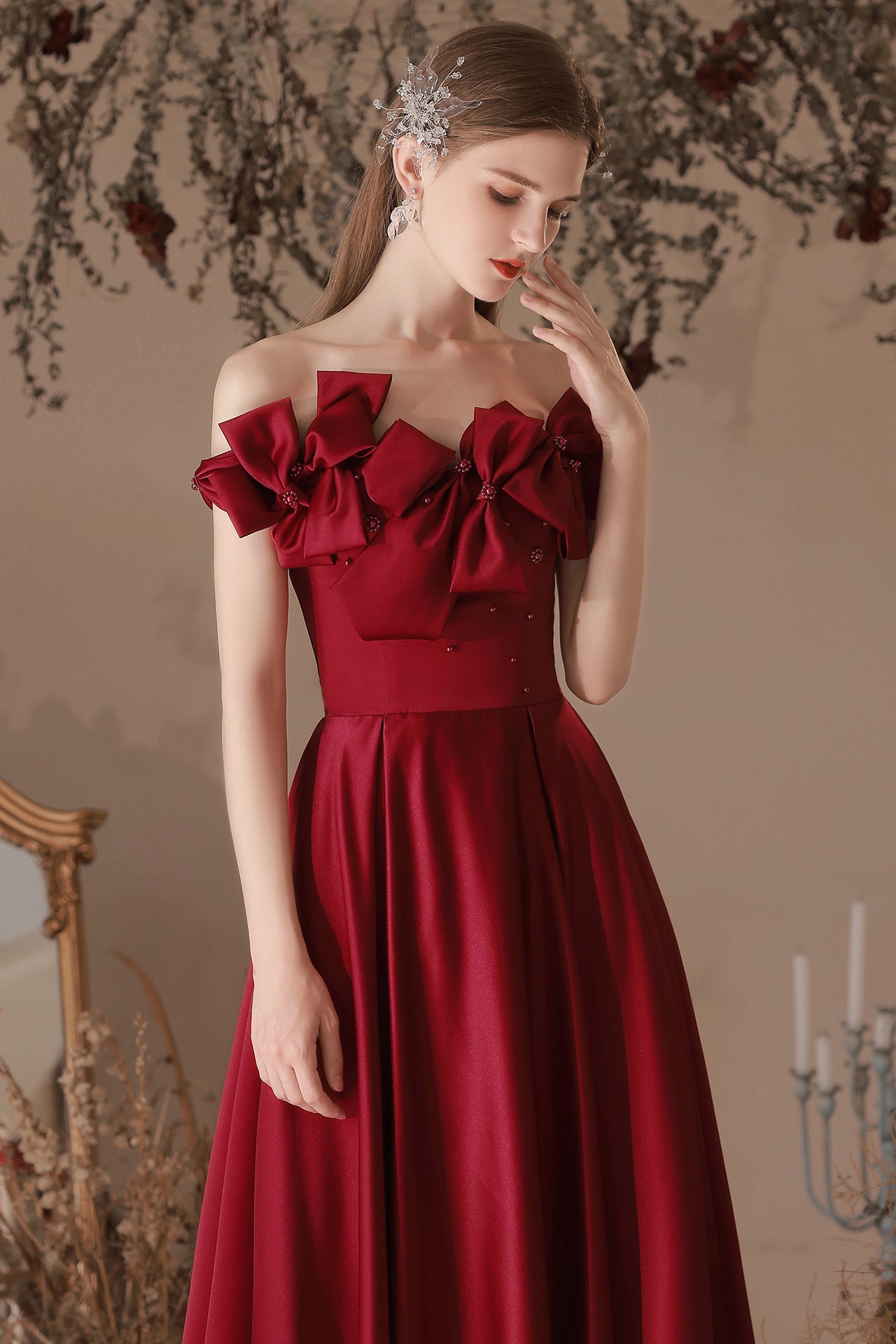 loveedsTM-Wine red evening dress