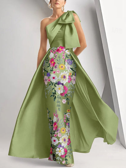 Floral Embroidery Elegant Satin Mother of the Bride Dress
