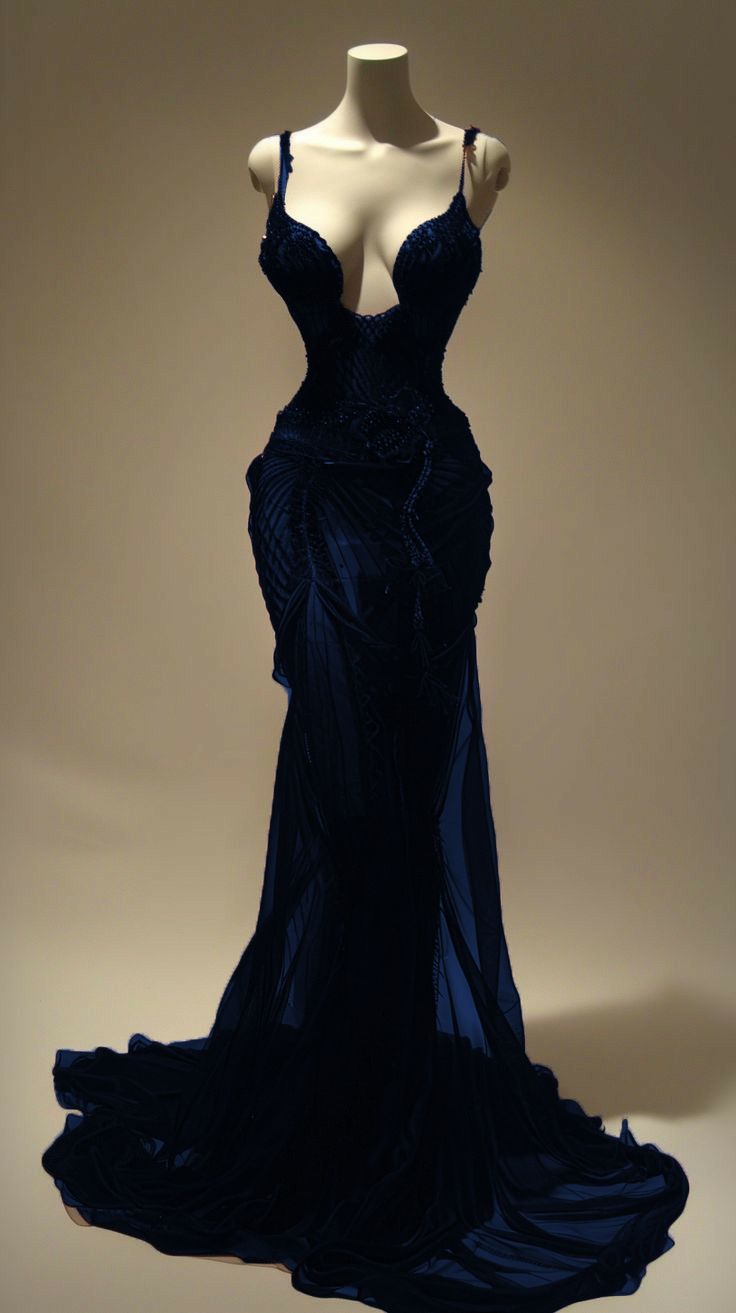 Dark blue sexy elegant spaghetti strap long velvet Prom Dress evening dress gh5037