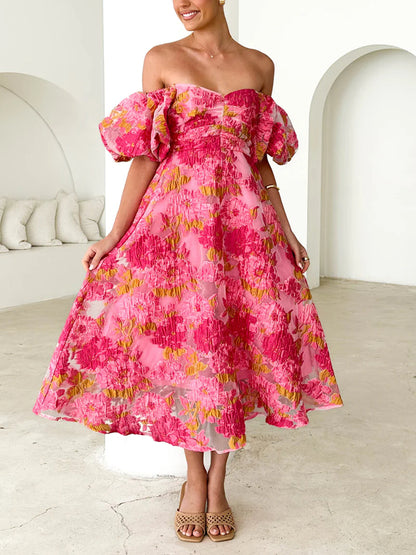 Off-shoulder Elegant Floral Dress