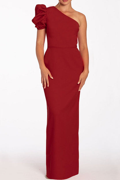 loveedsTM-Casual Solid Backless Oblique Collar Long Dresses