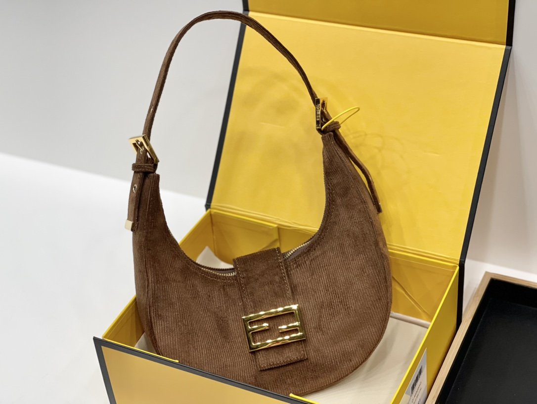 Fendi Brown Suede Croissant-Bag