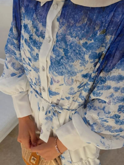 Elegant Temperament Color Matching Maxi Dress