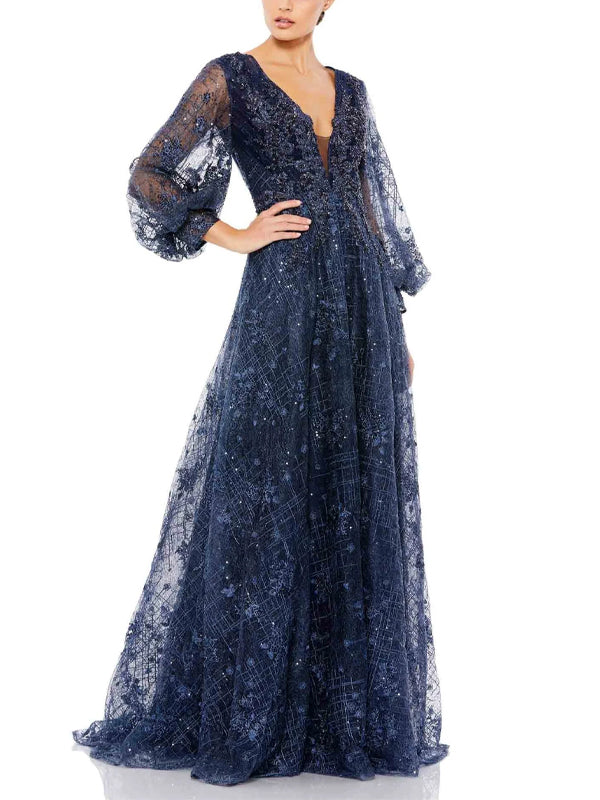 Bishop Sleeve Embroidered Dress