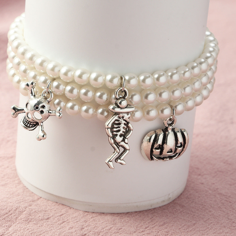 Halloween alloy pearl bracelet
