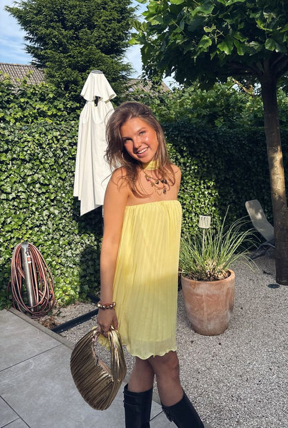 Yellow fashion simple short chiffon homecoming dress beach vacation travel party dress gh4882