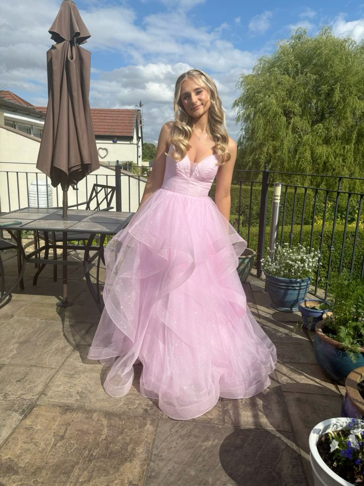 Pink fashion sweet long elegant tulle floor-length ball gown evening gown graduation gown coming of age ceremony gown gh3352