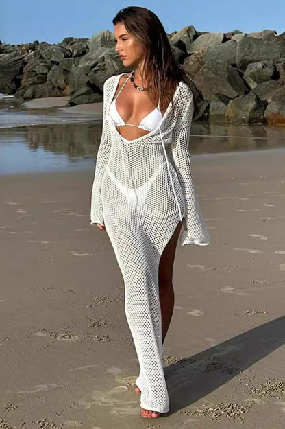 loveedsTM-Beach sun protection sexy knitted hollow dress