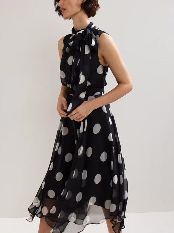 Elegant Chiffon Polka Dot Women's Dress