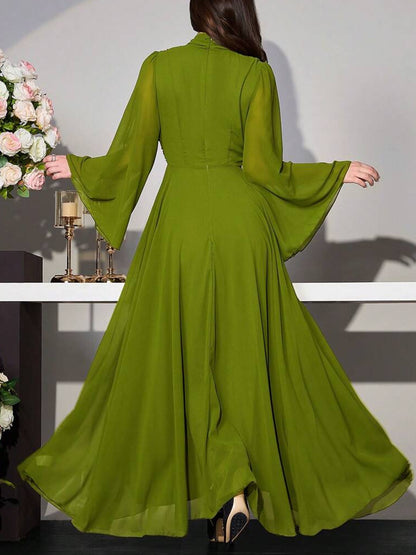 Chiffon Bow Solid Color Women's Dress