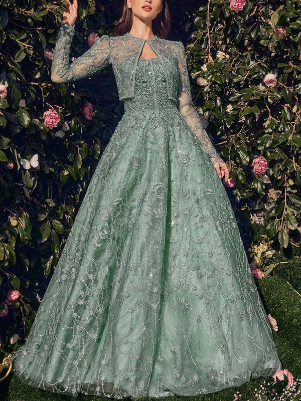 Lace Solid Color Maxi Dress