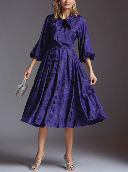 Lace-Up Print Midi Dress