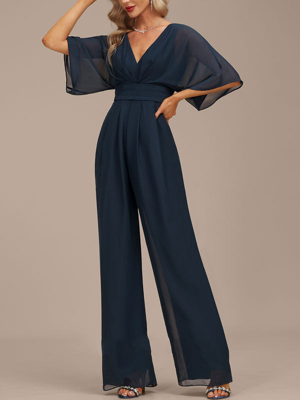 V-Neck Floor-Length Women's Jumpsuit/Pantsuit