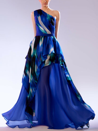 Off-shoulder Print Maxi Dress