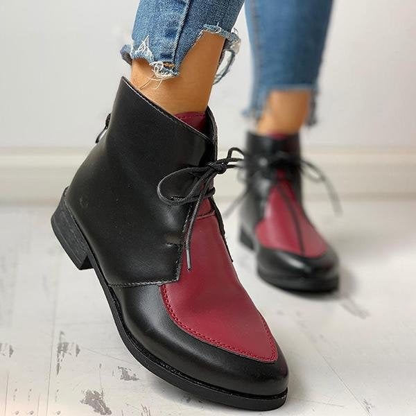 Women's leather boots with front lace-up Martin boots