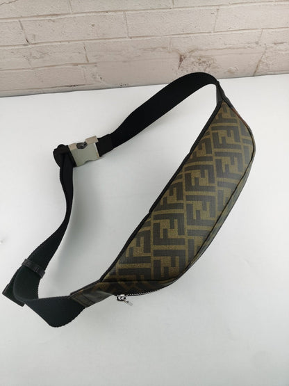 Fendi Zip Belt Bag Zucca Coated Canvas and Leather