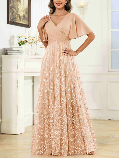 A-Line Sequined Floor-Length Mother of the Bride Dress